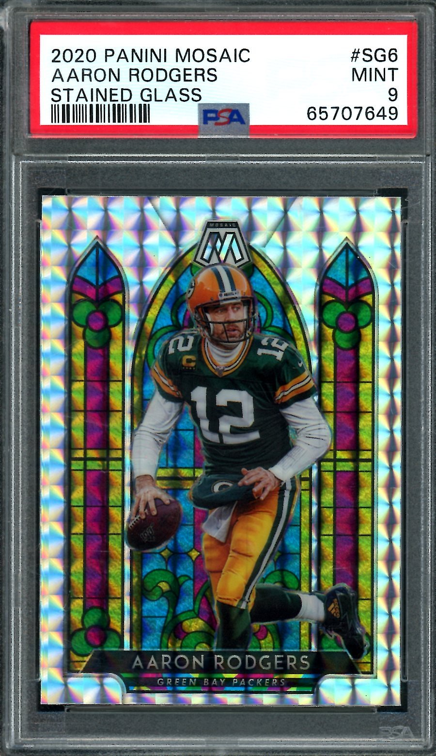 2020 Panini Mosaic Aaron Rodgers Stained Glass SSP PSA 9 Packers - Trading Card Market