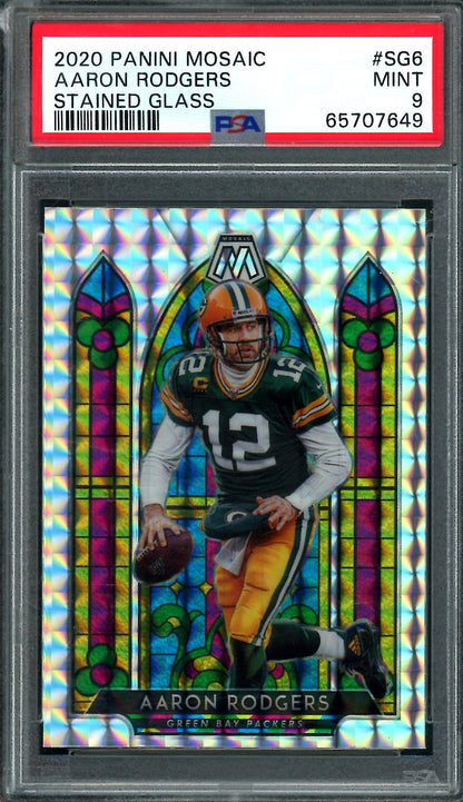 2020 Panini Mosaic Aaron Rodgers Stained Glass SSP PSA 9 Packers - Trading Card Market