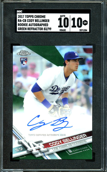 2017 Topps Chrome Cody Bellinger Rookie Auto Green /99 SGC 10 Dodgers –  Trading Card Market