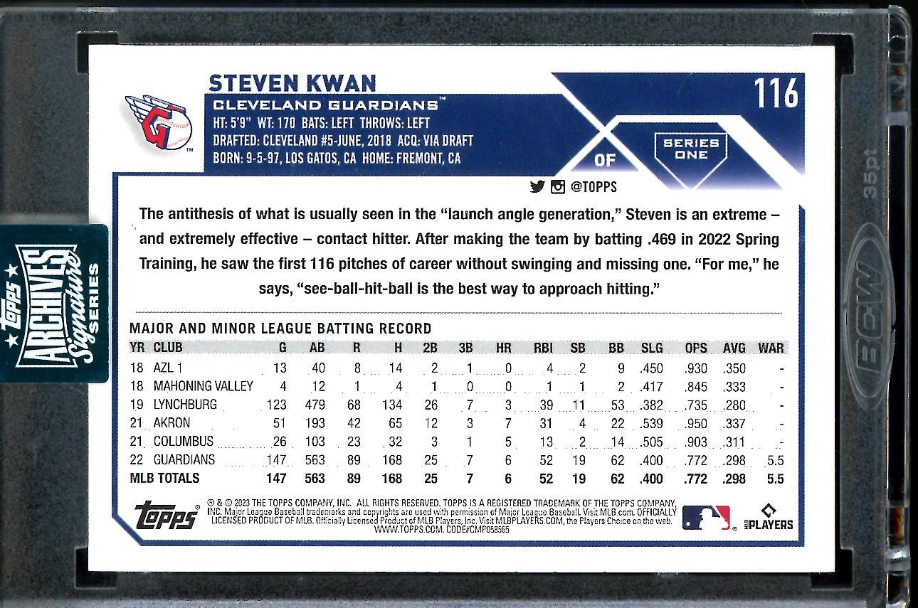 2024 Topps Archives Signature Series Steven Kwan Auto /99 Guardians - Trading Card Market