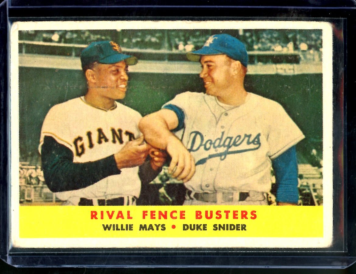 1958 Topps Willie Mays/Duke Snider Rival Fence Busters 436 - Trading Card Market