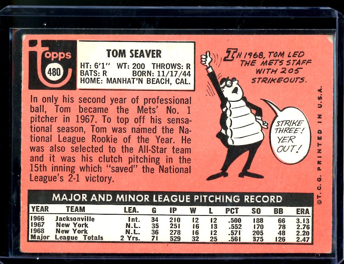 1969 Topps Tom Seaver 480 Mets 1 - Trading Card Market