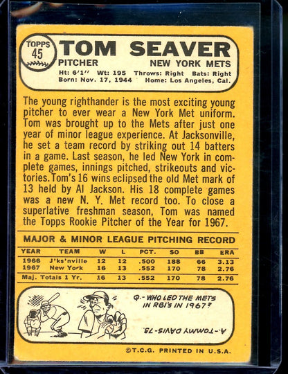 1968 Topps Tom Seaver 45 Mets - Trading Card Market