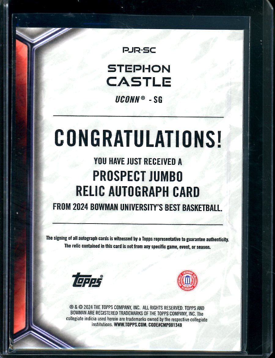 2024 Bowman University Best Stephon Castle Patch Auto Uconn - Trading Card Market