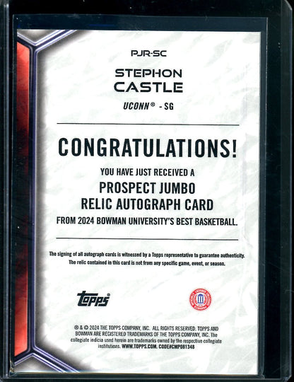 2024 Bowman University Best Stephon Castle Patch Auto Uconn - Trading Card Market