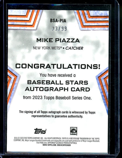 2023 Topps Mike Piazza Auto /99 Mets - Trading Card Market