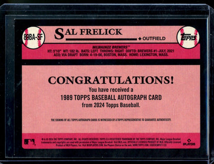 2024 Topps Series 1 Sal Frelick Rookie Auto Brewers