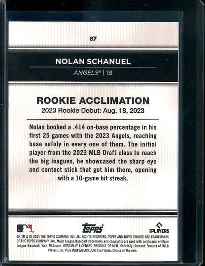 2024 Topps Tribute Nolan Schanuel Rookie Orange /25 Angels