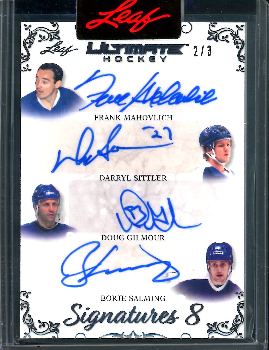 2023 Leaf Ultimate Legends Hockey Frank Mahovlich/Darryl Sittler/Doug Gilmore/Borje Salming/Mats Sundin/Dick Duff/Felix Potvin/Lanny McDonald Signatures 8 Auto