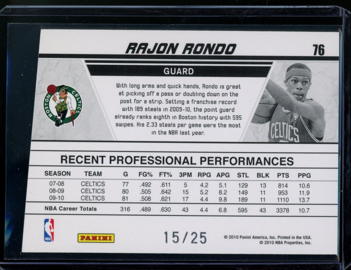 2010 Panini Donruss Rajon Rondo Production Line /25 Celtics 