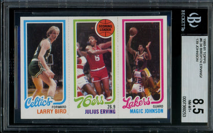 1980/81 Topps Larry Bird/Julius Erving/Magic Johnson Rookie BGS 8.5 