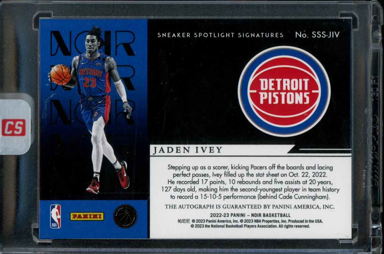 2022/23 Panini Noir Jaden Ivey Rookie Sneaker Spotlight Auto /99 