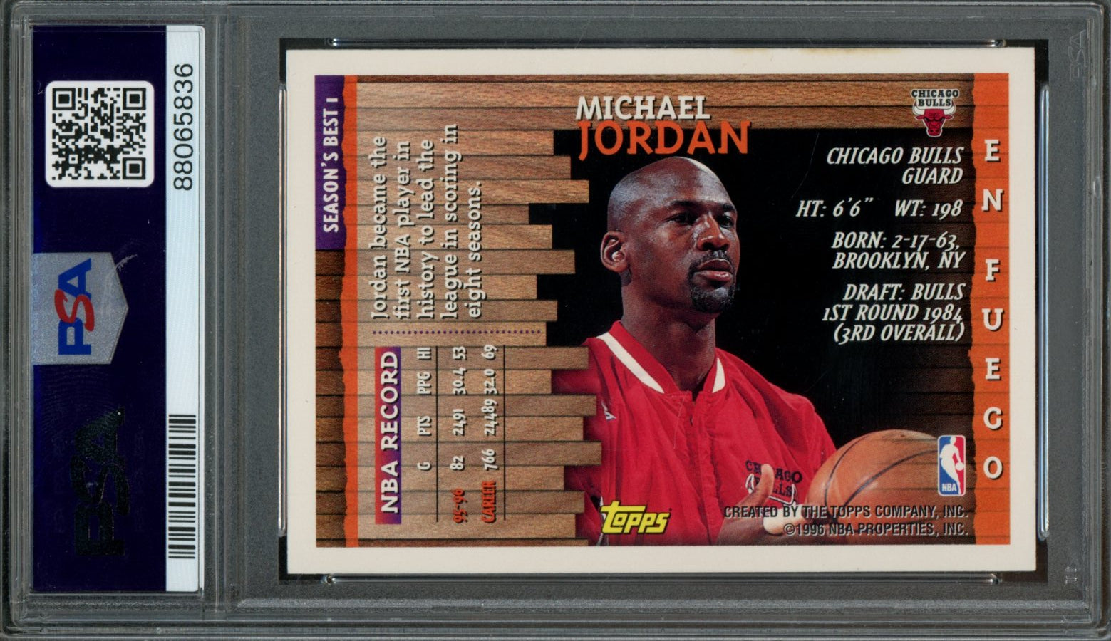 1996 Topps Michael Jordan En Fuego Season's Best PSA 8 Bulls