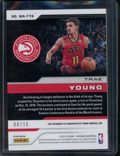 2018/19 Panini Obsidian Trae Young Matrix Green Rookie Auto /15 Hawks - Trading Card Market