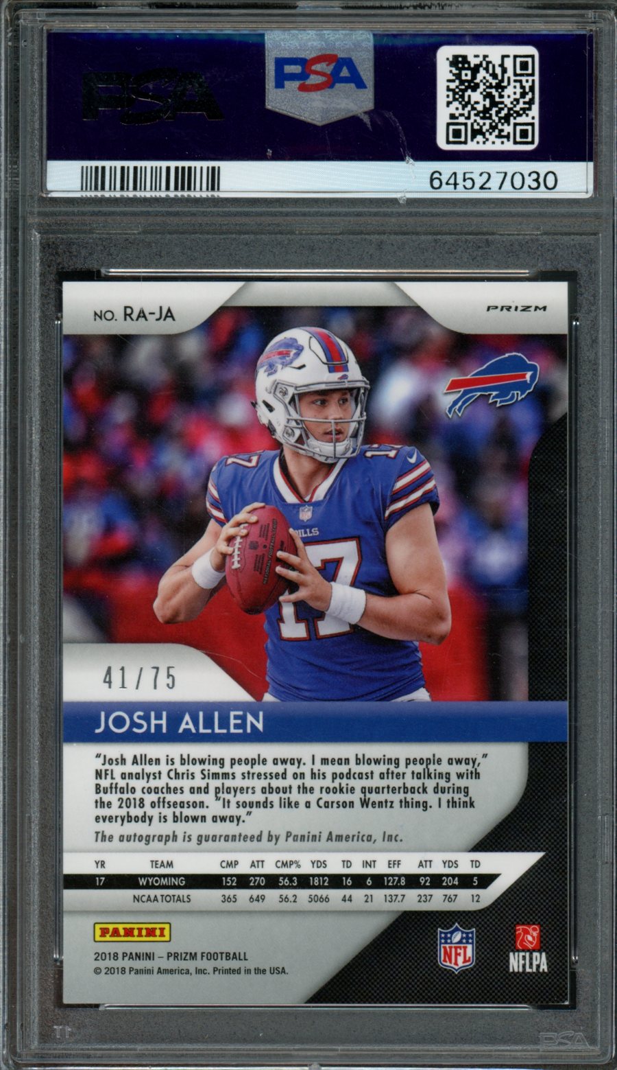 2020 Panini Prizm Football Josh Allen deals Purple Power /49 Mint Bills