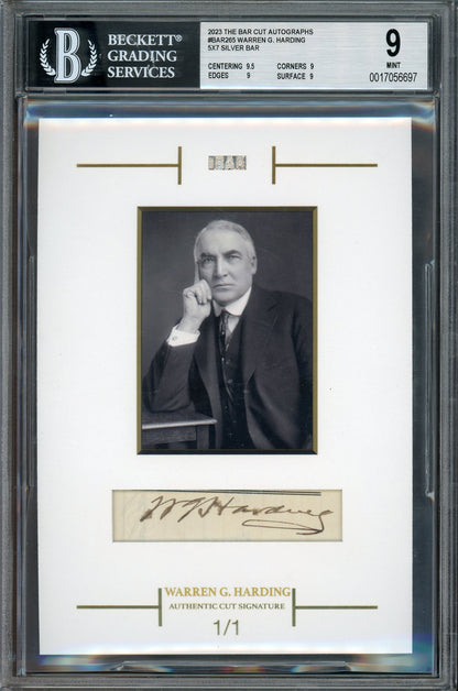 2023 The Bar Cut Autograph Edition Warren G. Harding 5x7 Cut Auto 1/1 BGS 9 - Trading Card Market