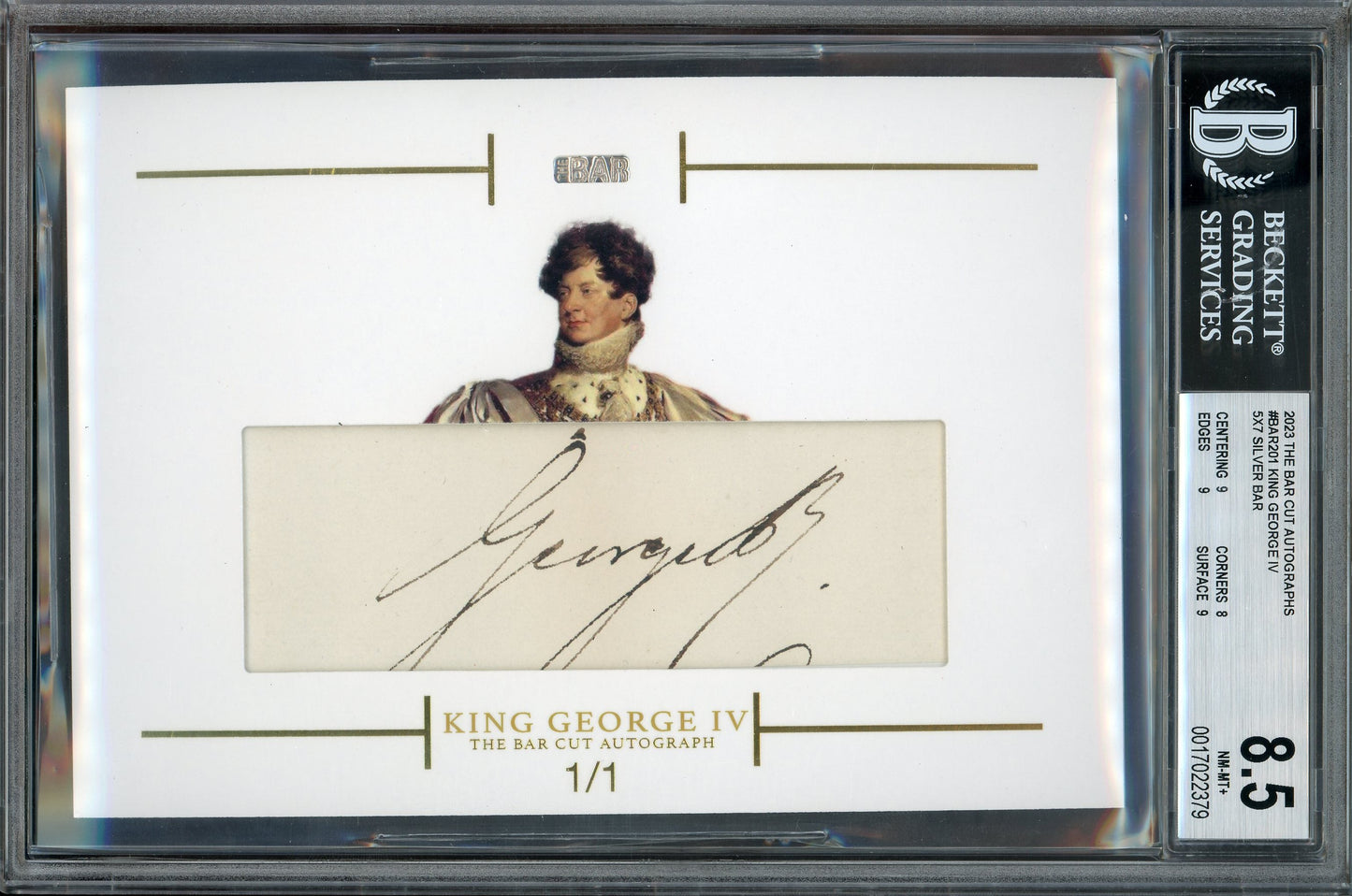 2023 The Bar Cut Autograph Edition King George IV 5x7 Cut Auto 1/1 BGS 8.5 - Trading Card Market