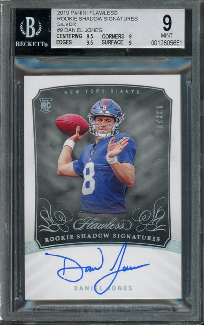 2019 Panini Flawless Daniel Jones Rookie Auto /20 BGS 9 Giants