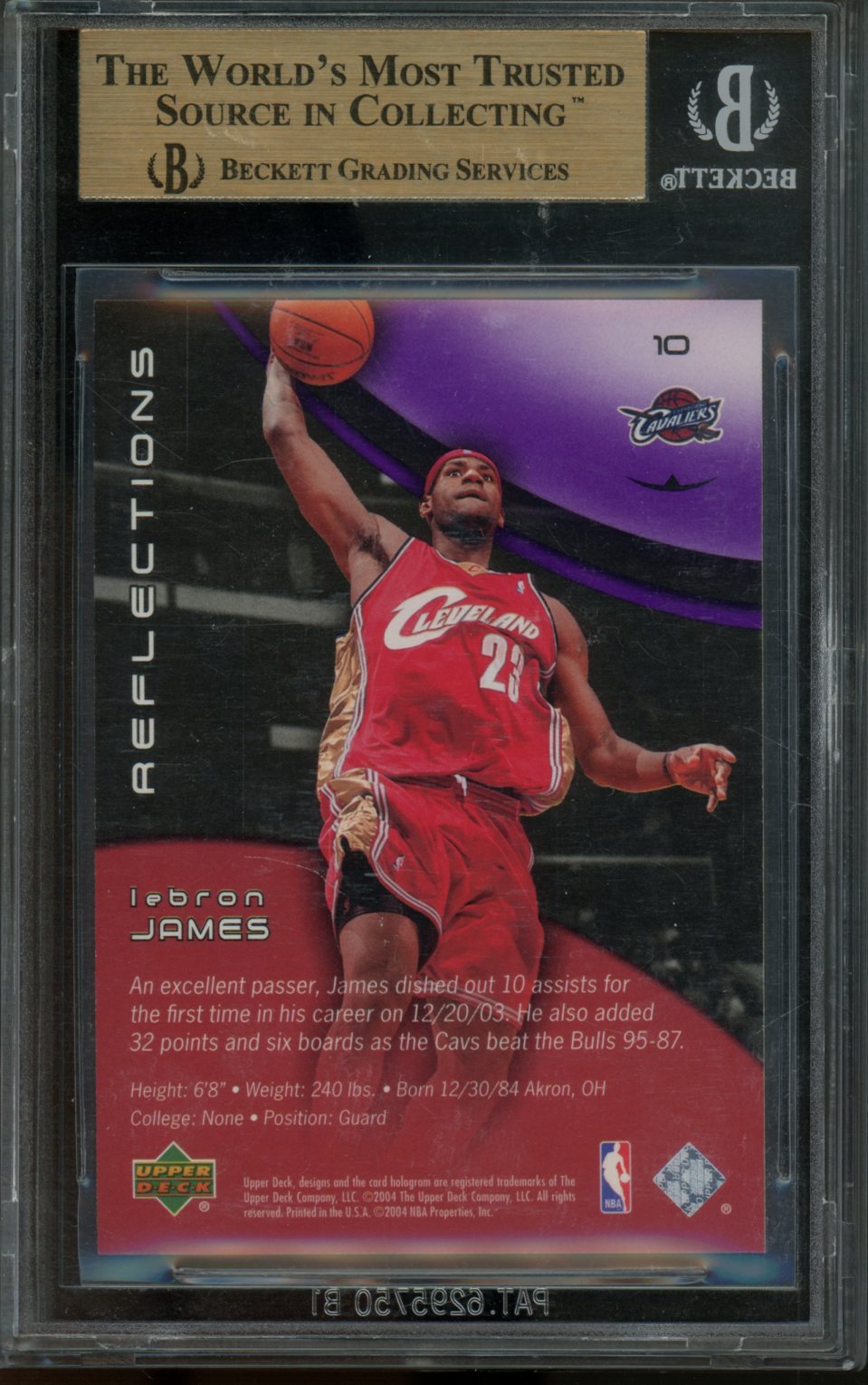 2003/04 Upper Deck Triple Dimensions LeBron James Rookie Reflections  Amethyst /300 BGS 9.5 Cavaliers