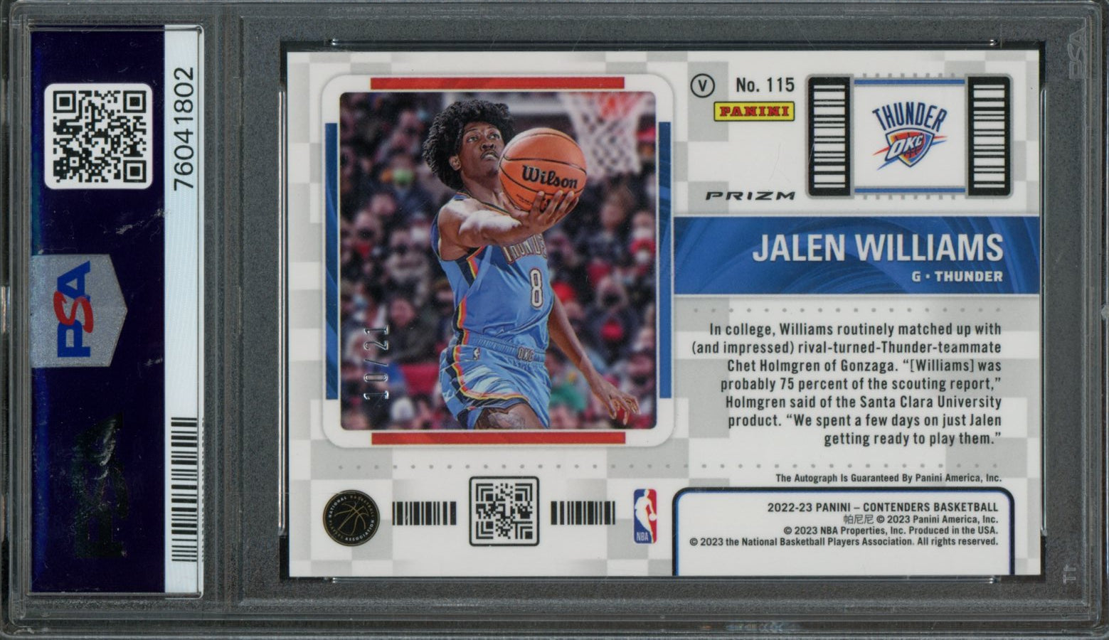 2022 Panini Contenders Optic Jalen Williams Rookie Auto Variation Blue –  Trading Card Market