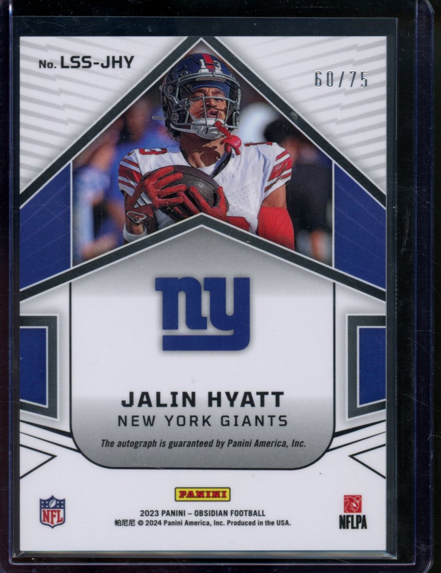 2023 Panini Obsidian Jalin Hyatt Rookie Lightning Strike Auto /75 Giants