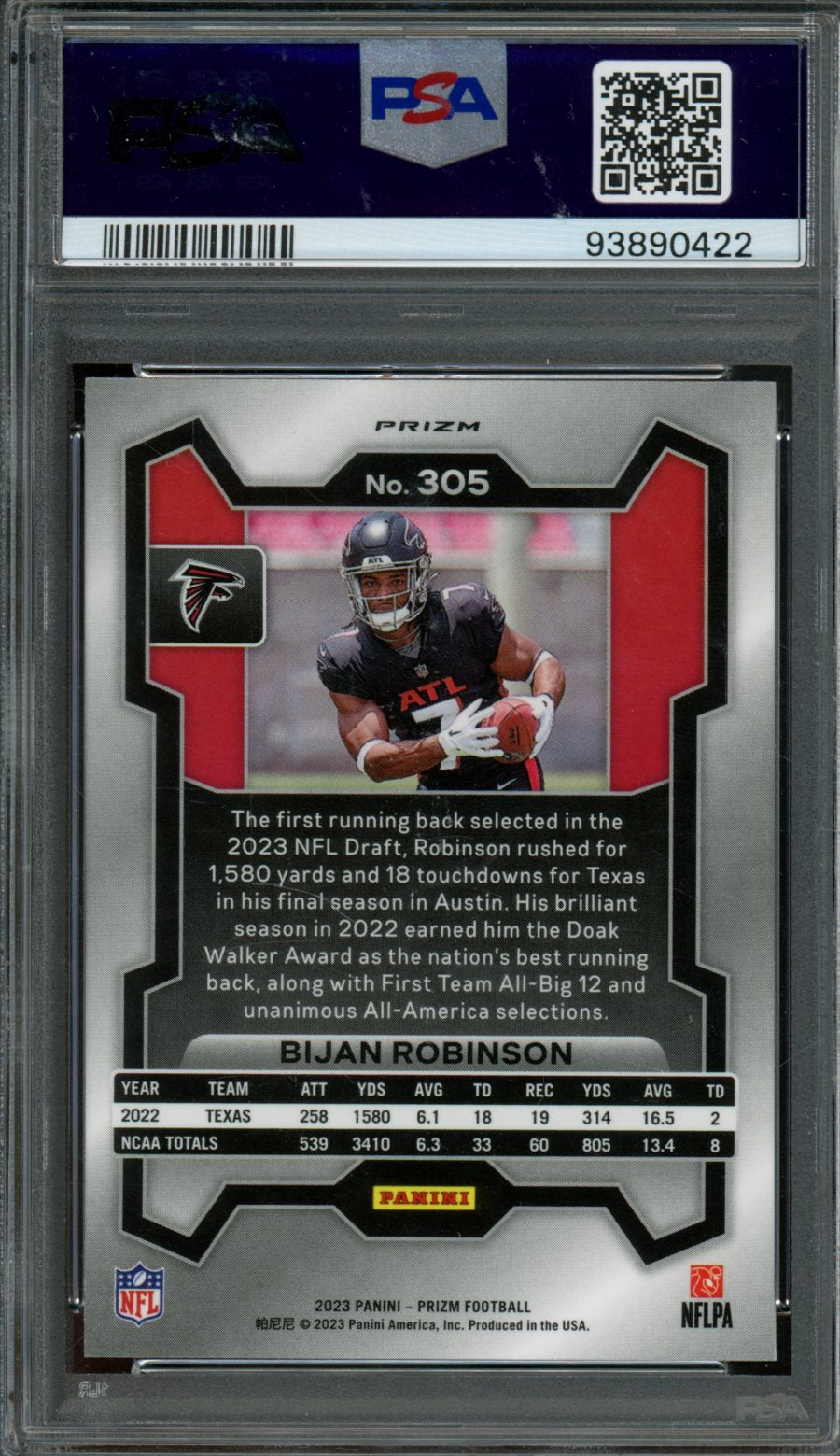 2023 Panini Prizm Bijan Robinson Rookie Orange Ice PSA 9 Falcons ...