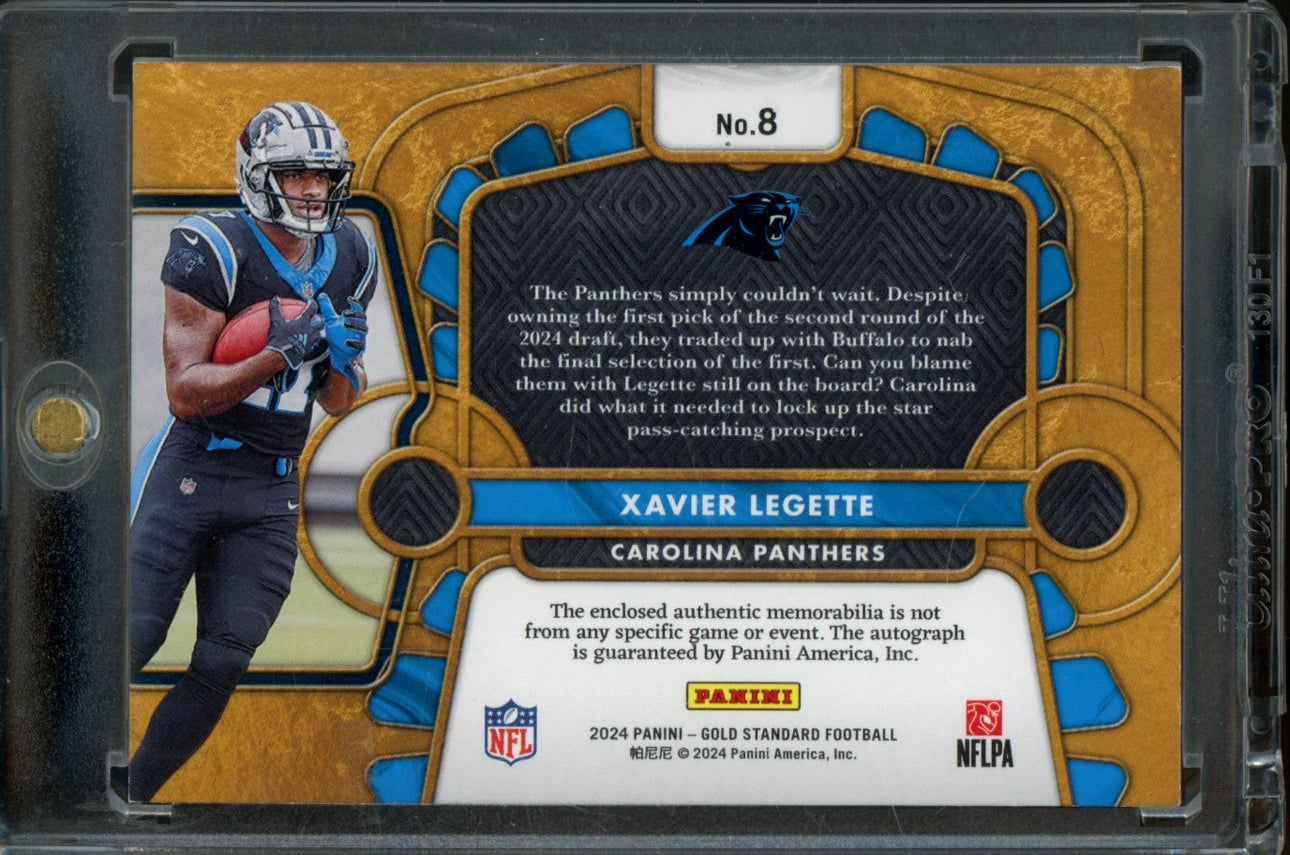 2024 Panini Gold Standard Xavier Legette Rookie Patch Auto 1/1 Panthers