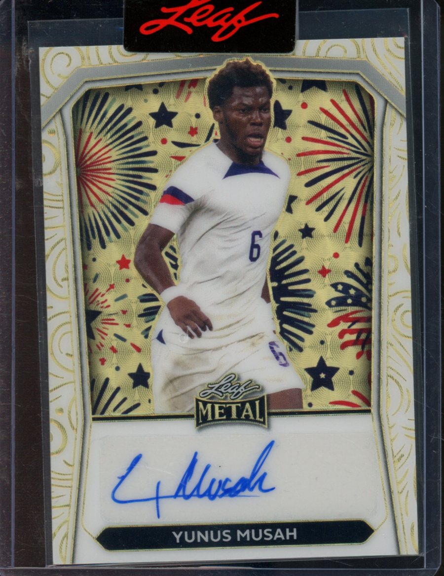 2024 Leaf Metal Idependence Day Yunus Musah Auto Fireworks Gold Vinyl 1/1