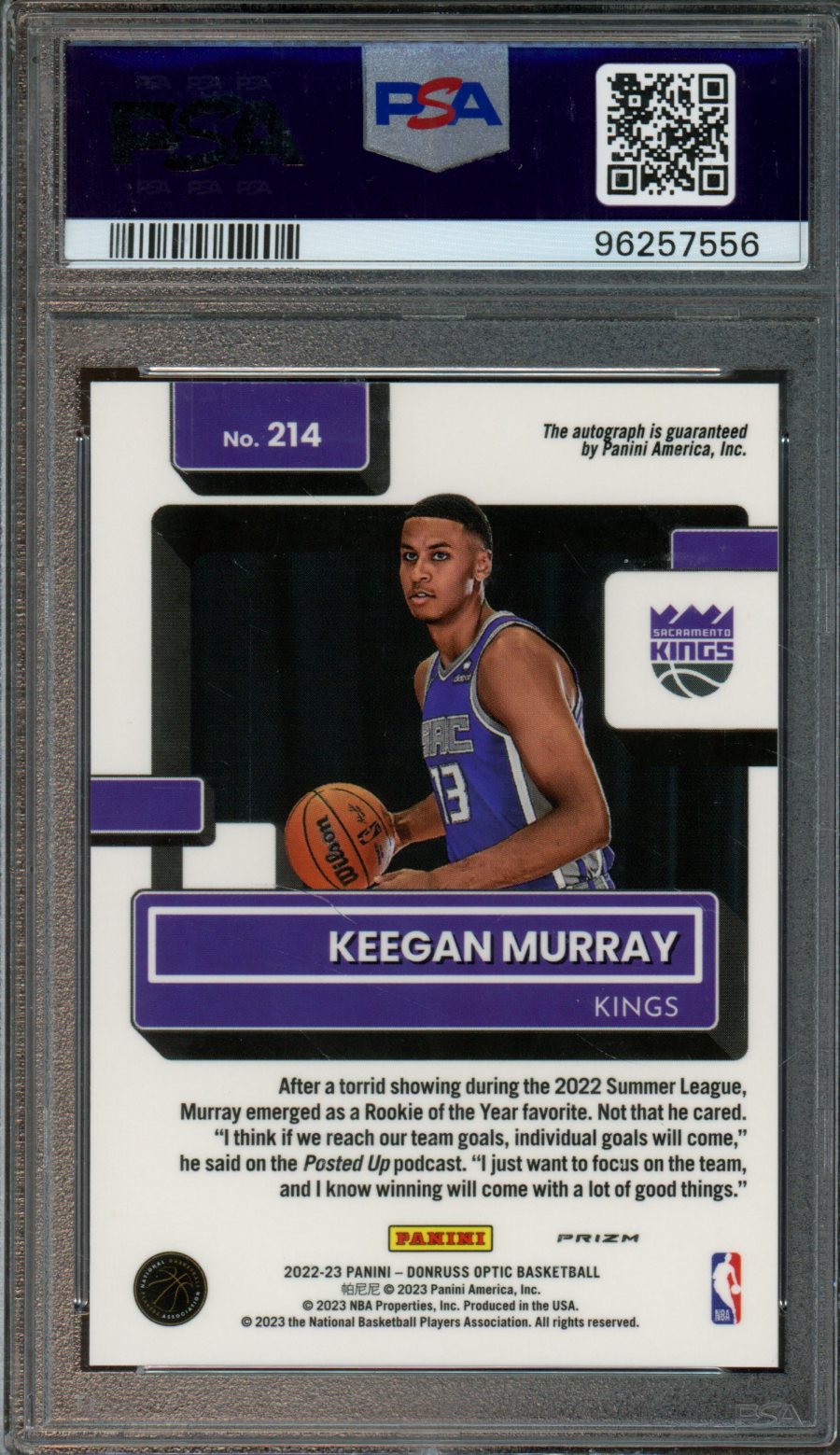 2022 Prizm Keegan Murray Draft high quality Picks auto /49 free rookie