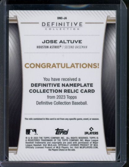 2023 Topps Definitive Collection Jose Altuve Letterman Patch 1/1 Astros - Trading Card Market