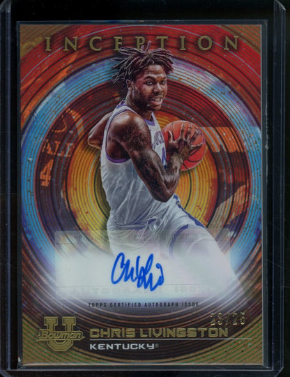 2022 Bowman University Inception Chris Livingston Auto Orange /25 Wildcats - Trading Card Market