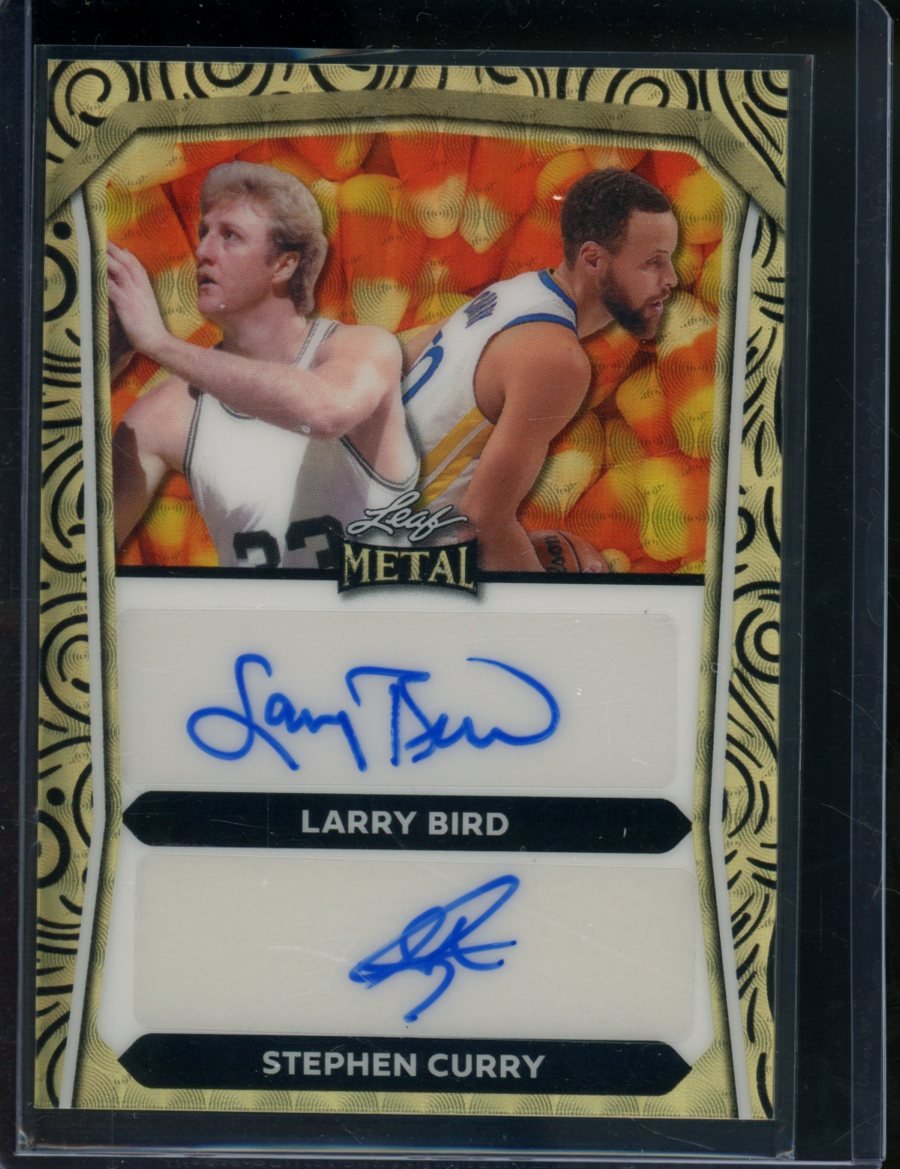 2024 Leaf Metal Halloween Larry Bird/Stephen Curry Dual Auto Candy Corn Gold Vinyl 1/1 - Trading Card Market