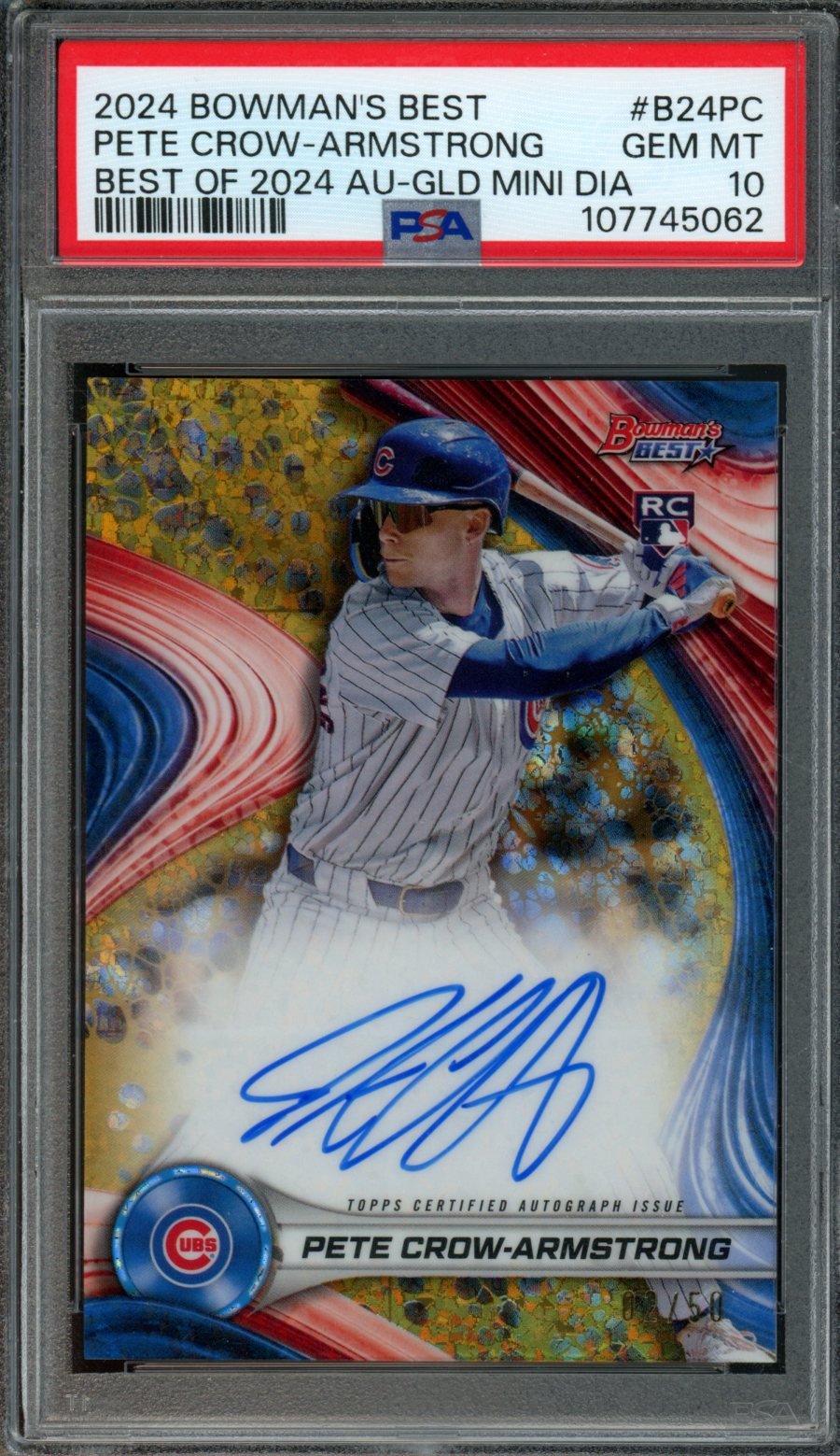2024 Bowman Best Pete Crow - Armstrong Best Of 2024 Rookie Auto Gold Mini Diamond /50 PSA 10 Cubs - Trading Card Market