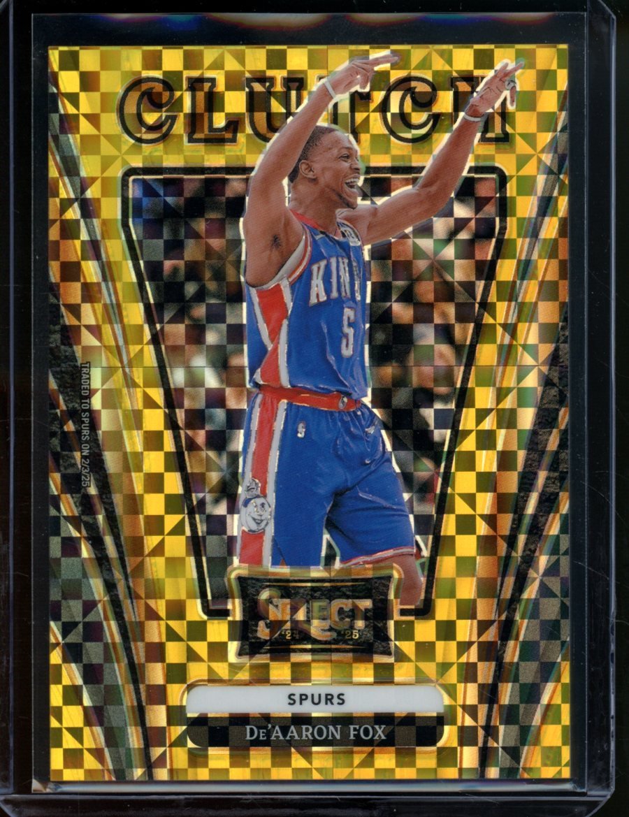 2024 Panini Select De'Aaron Fox Clutch Gold Checkerboard /10 Spurs - Trading Card Market