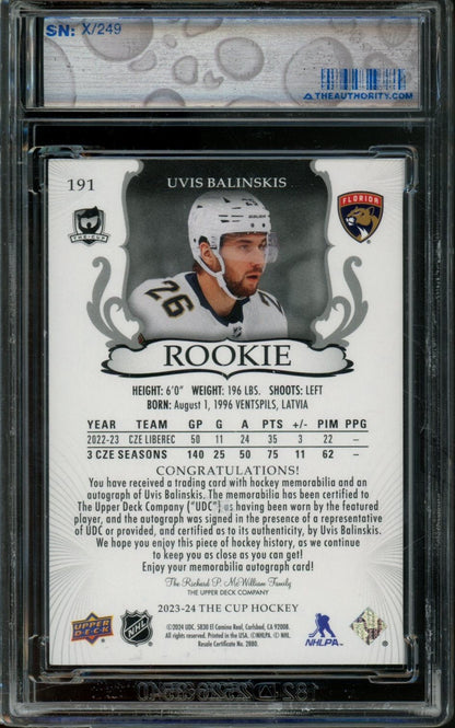 2023 The Cup Uvis Balinskis Rookie Patch Auto /249 Panthers - Trading Card Market