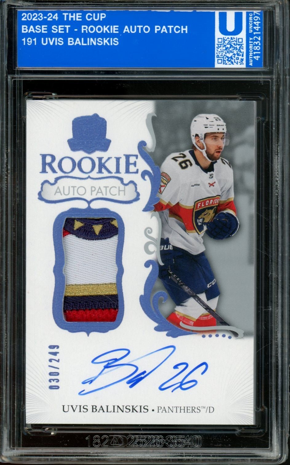 2023 The Cup Uvis Balinskis Rookie Patch Auto /249 Panthers - Trading Card Market