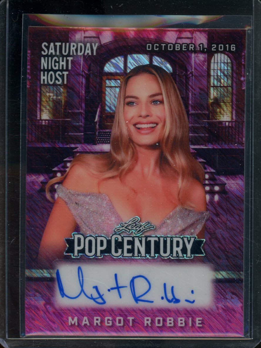 2025 Leaf Pop Century Margot Robbie Saturday Night Host Auto Pink Shimmer 1/1 - Trading Card Market