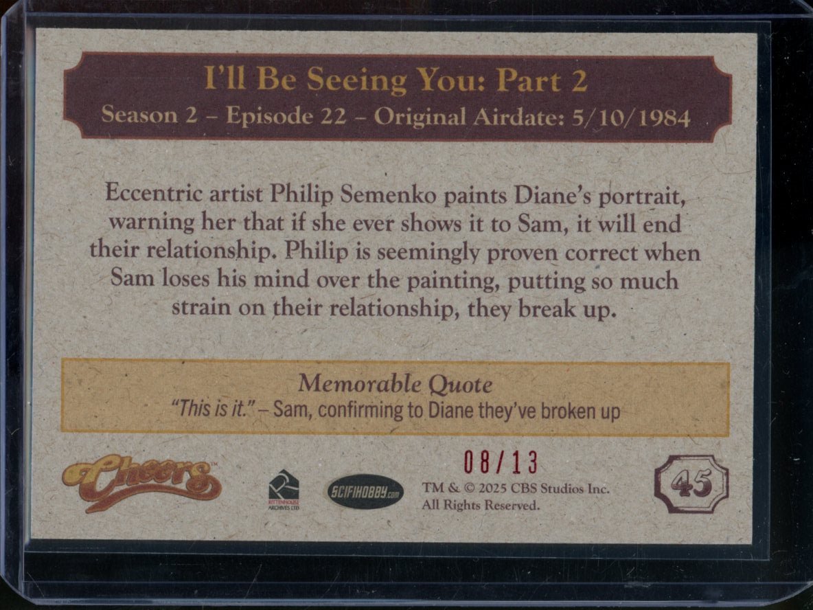 2025 Rittenhouse Cheers Sam Malone/Daine Chambers I'll Be Seeing You: Part 2 /13 - Trading Card Market