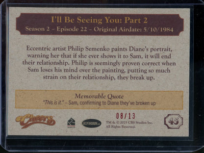 2025 Rittenhouse Cheers Sam Malone/Daine Chambers I'll Be Seeing You: Part 2 /13 - Trading Card Market