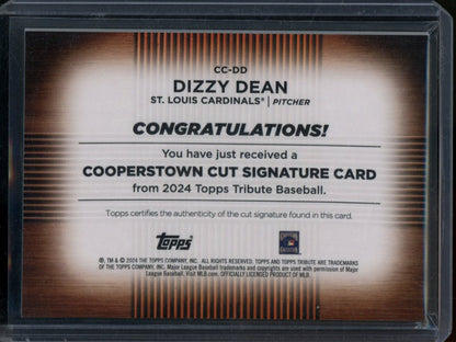 2025 Topps Tribute Dizzy Dean Cooperstown Cut Auto 1/1 Cardinals - Trading Card Market