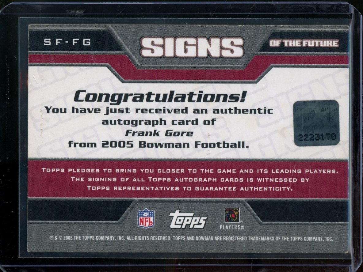 2005 Bowman Frank Gore Sings Of The Future Auto Red 49ers - Trading Card Market