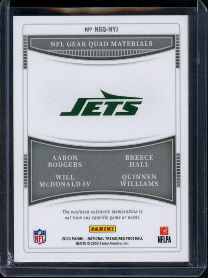 2024 Panini National Treasures Aaron Rodgers/Breece Hall/Will McDonald IV/Quinnen Williams Quad Patch /25 Jets - Trading Card Market