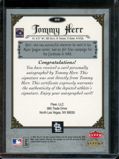 2006 Fleer Tommy Herr Greats Of The Game "T - Bud" Auto Cardinals - Trading Card Market