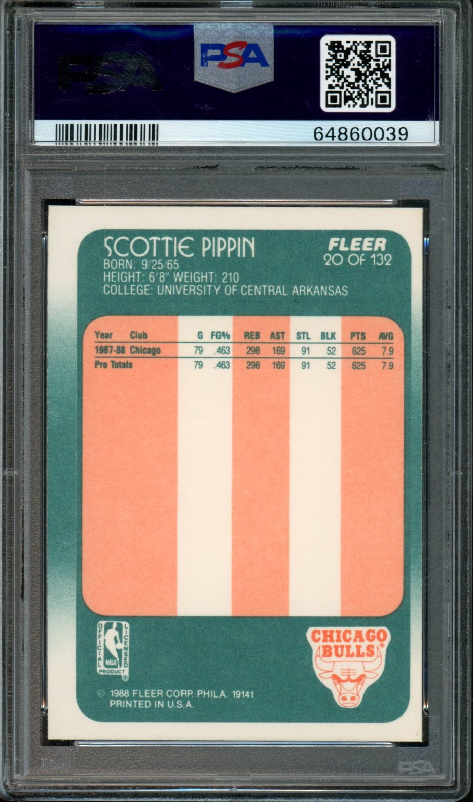 1988 Fleer Scottie Pippen Rookie 20 PSA 8 Bulls - Trading Card Market