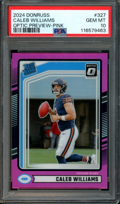 2024 Panini Donruss Optic Preview Caleb Williams Rated Rookie Pink PSA 10 Bears - Trading Card Market