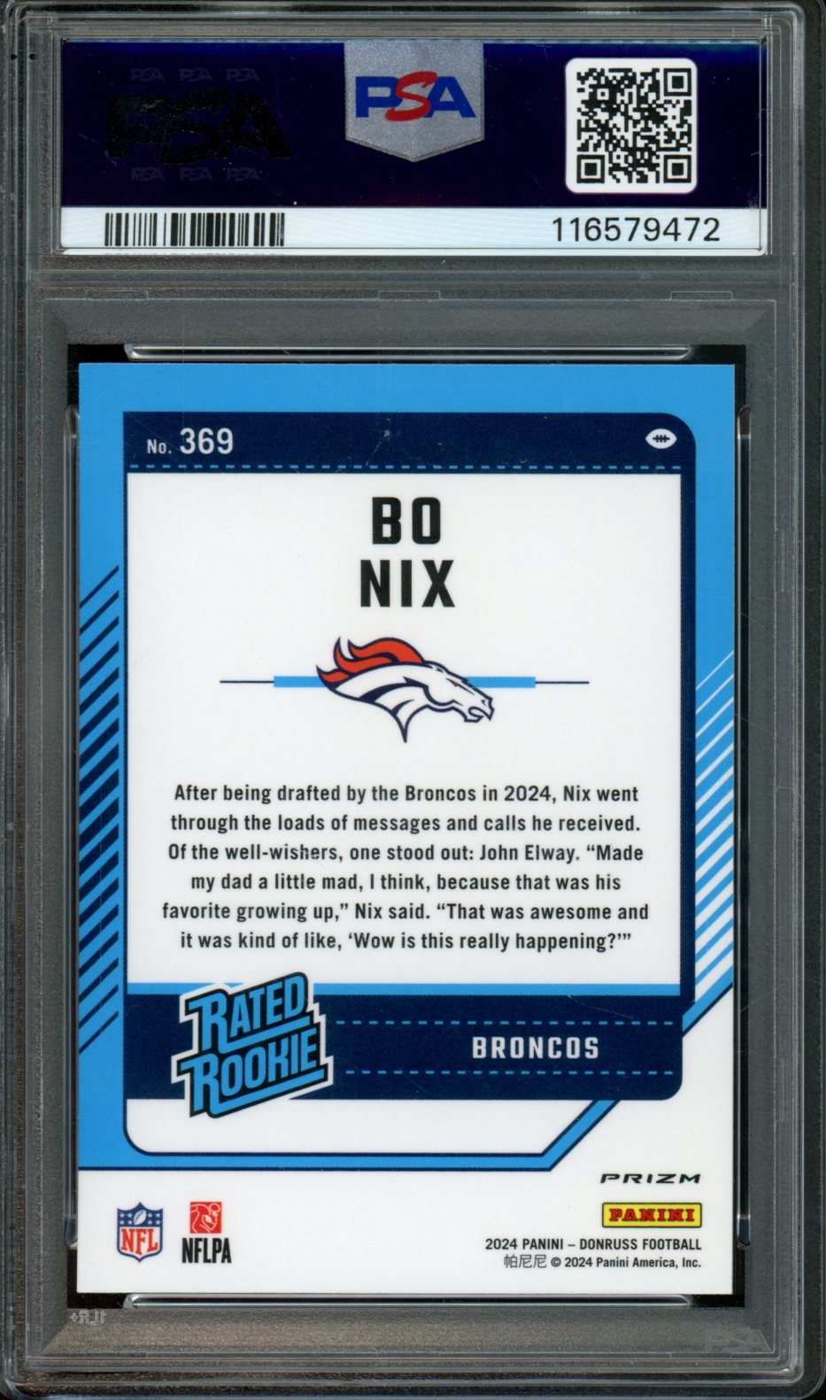 2024 Panini Donruss Optic Preview Bo Nix Rated Rookie Pink PSA 10 Broncos - Trading Card Market