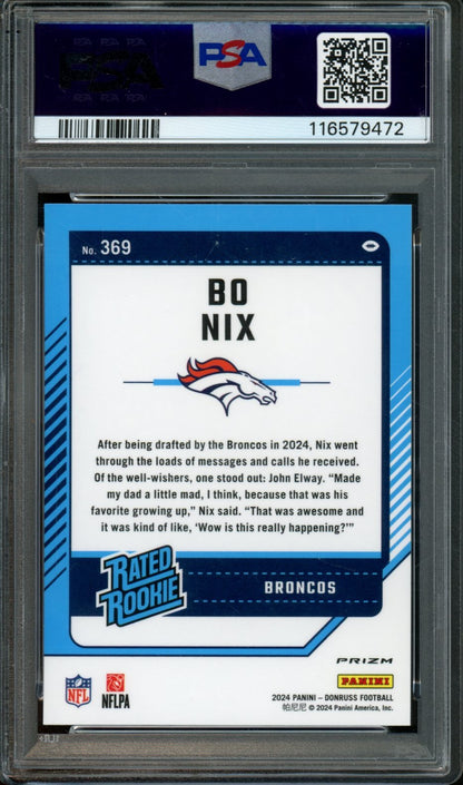 2024 Panini Donruss Optic Preview Bo Nix Rated Rookie Pink PSA 10 Broncos - Trading Card Market
