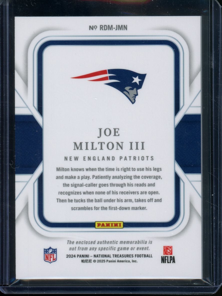 2024 Panini National Treasures Joe Milton III Rookie Patch /99 Patriots - Trading Card Market