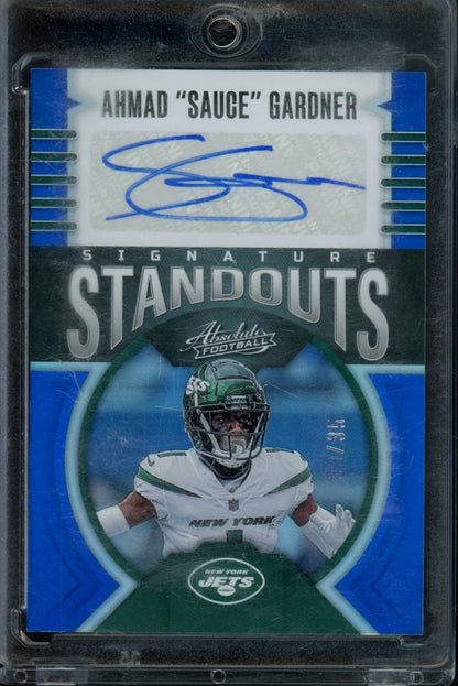 2024 Panini Absolute Ahmad "Sauce" Gardner Signature Standouts Auto Blue /35 Jets - Trading Card Market