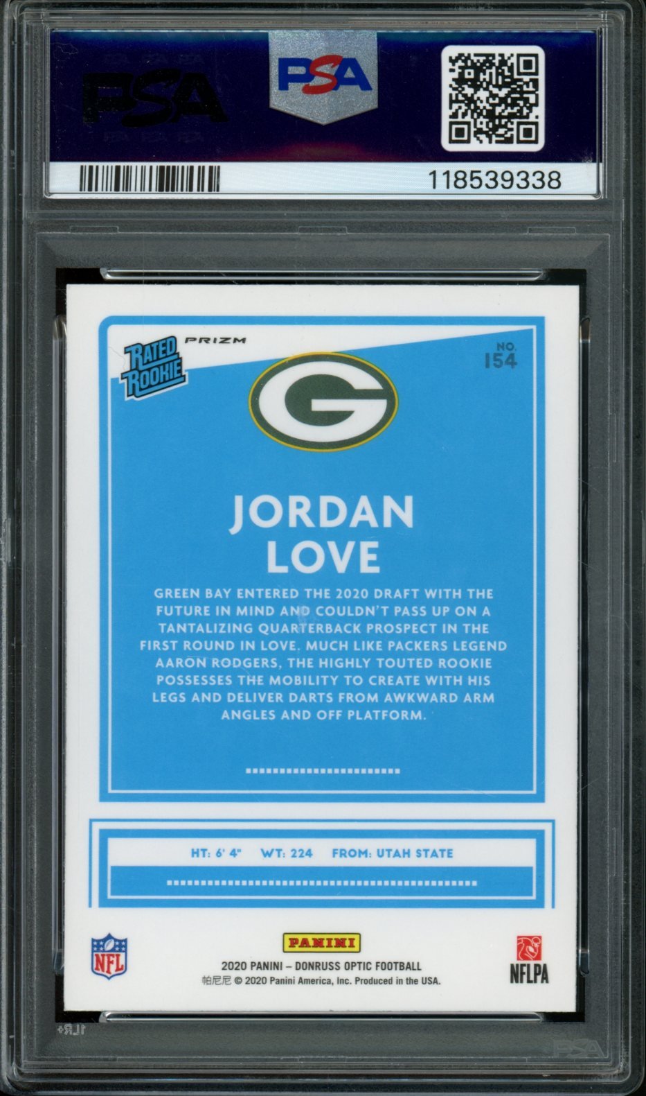 2020 Panini Donruss Optic Jordan Love Rated Rookie Holo PSA 10 Packers - Trading Card Market